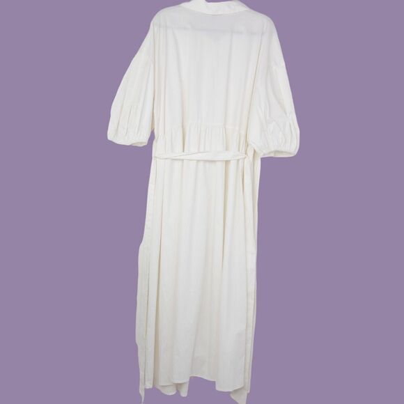 NEW Eloquii white Puff Sleeve Button Down Dress, 16 - Picture 6 of 15